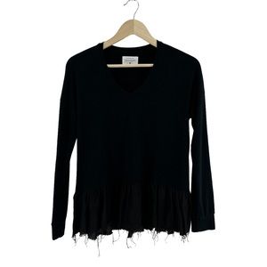 Southcott V-Neck Long Sleeve Peplum Raw Hem Tee